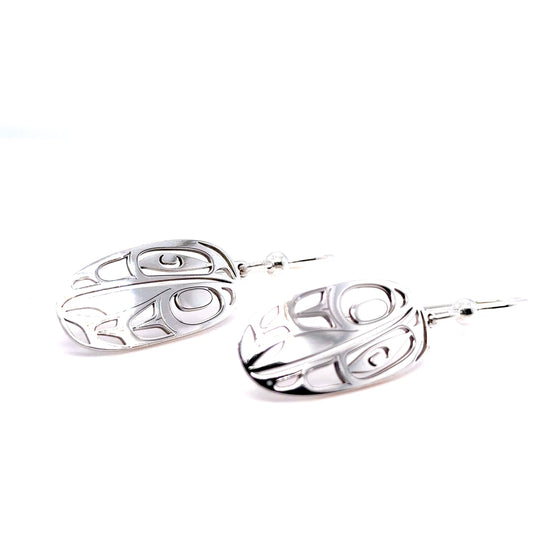 Earrings - Sterling Silver - Drop - Oval - Raven