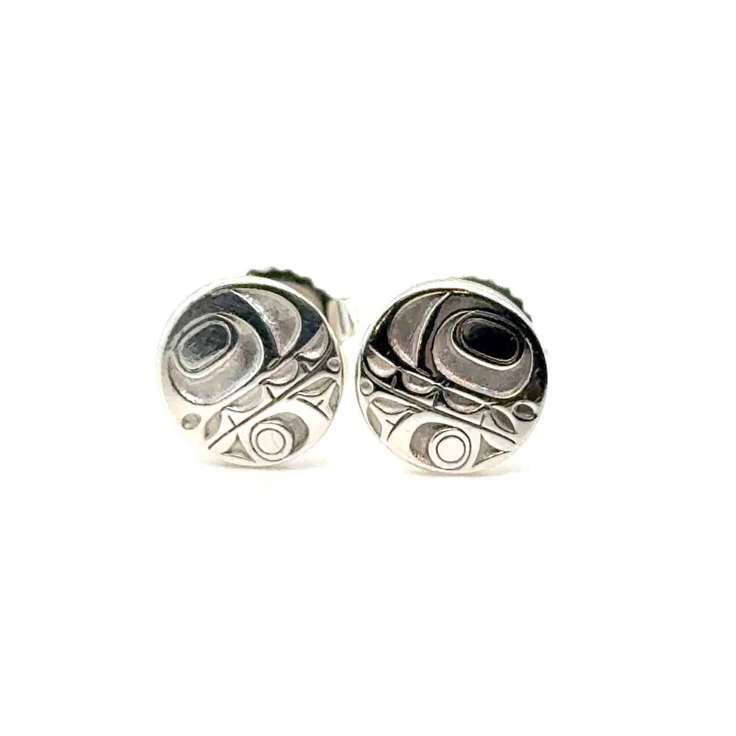 Studs - Sterling Silver - Round - Mini - Orca