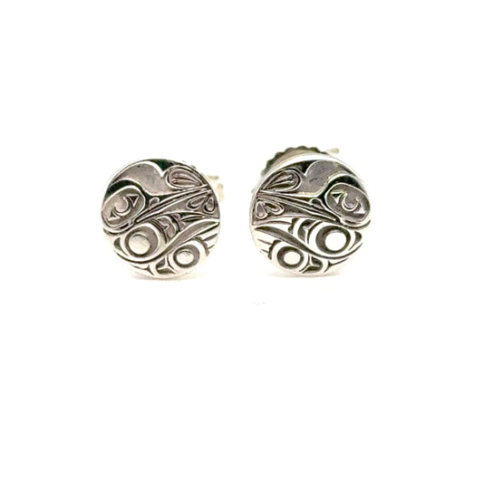 Studs - Sterling Silver - Round - Mini - Hummingbird