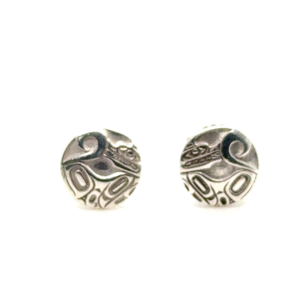 Studs - Sterling Silver - Round - Micro - 8mm - Wolf