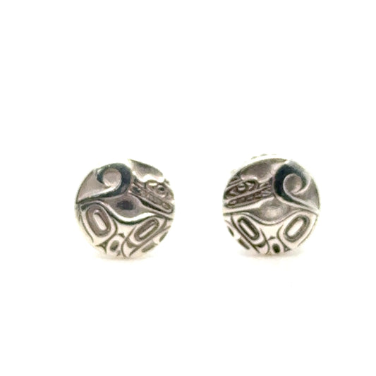 Studs - Sterling Silver - Round - Mini - Wolf