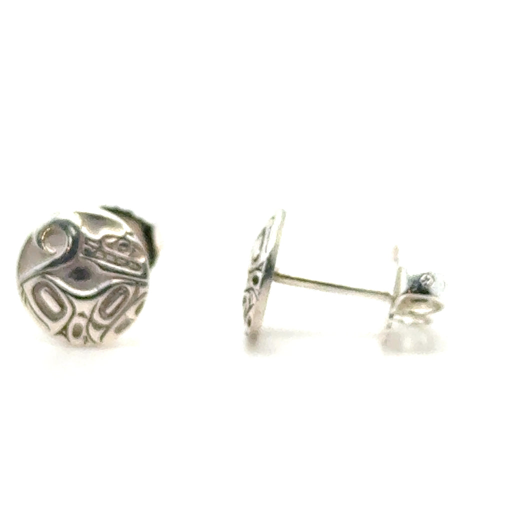 Studs - Sterling Silver - Round - Micro - 8mm - Wolf