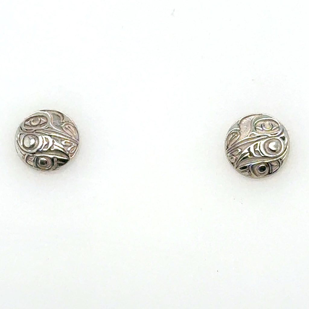 Studs - Sterling Silver - Round - Mini - 8mm - Hummingbird