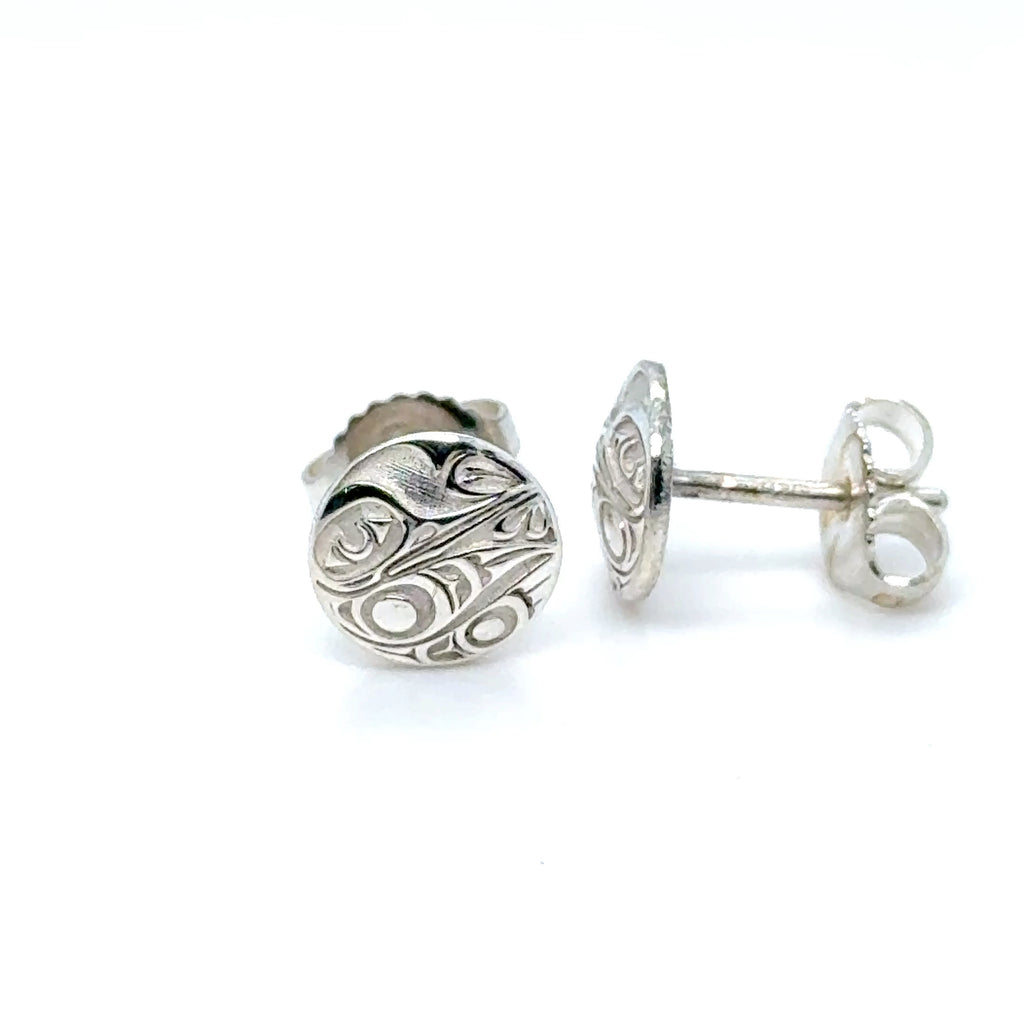 Studs - Sterling Silver - Round - Mini - 8mm - Hummingbird