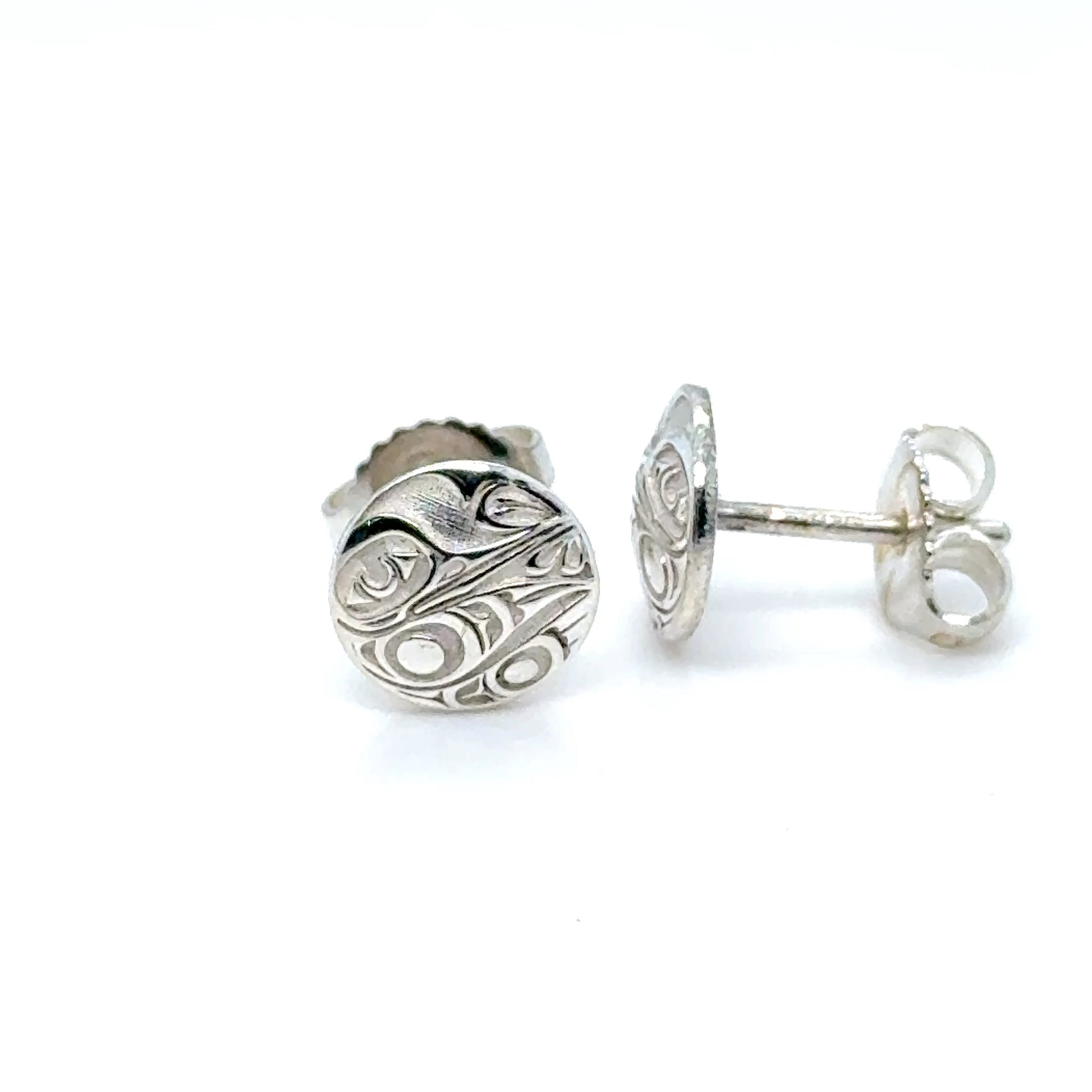 Studs - Sterling Silver - Round - Mini - 8mm - Hummingbird