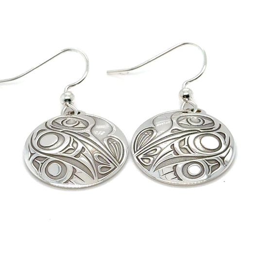 Earrings - Sterling Silver - Drop - Round - Hummingbird - 20mm