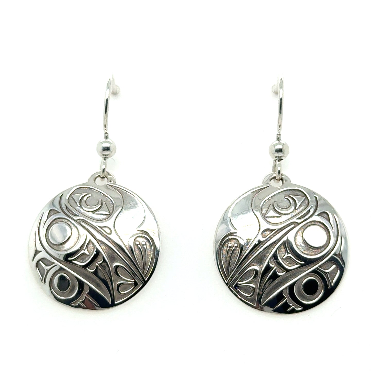 Earrings - Sterling Silver - Drop - Round - Hummingbird - 20mm