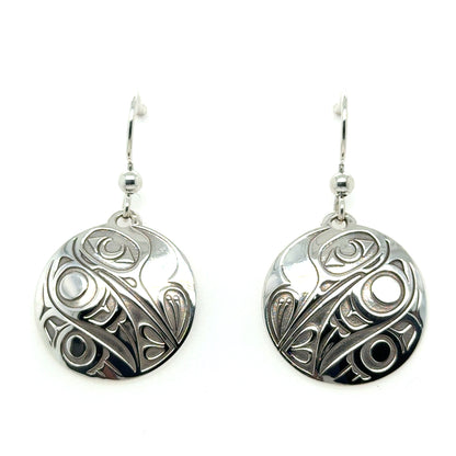Earrings - Sterling Silver - Drop - Round - Hummingbird - 20mm