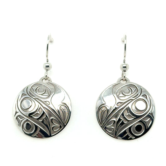 Earrings - Sterling Silver - Drop - Round - Hummingbird - 20mm