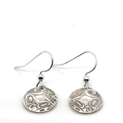 Earrings - Sterling Silver - Drop - Round - Wolf - 15mm