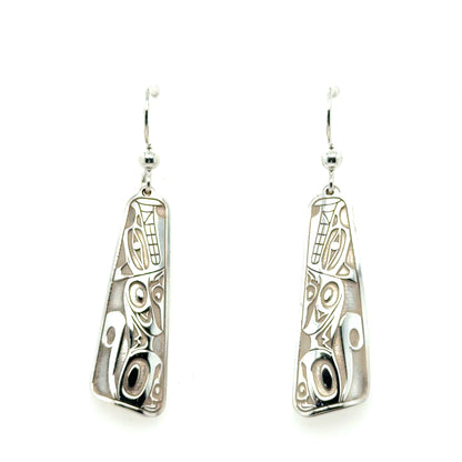 Earrings - Sterling Silver - Drop - Long Triangle - Wolf - 32mm