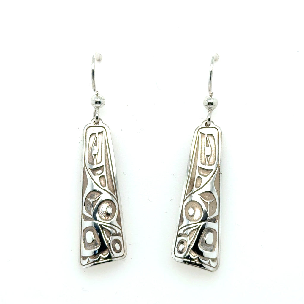 Earrings - Sterling Silver - Drop - Long Triangle - 32mm - Raven
