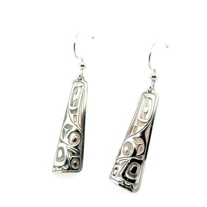 Earrings - Sterling Silver - Drop - Long Triangle - Raven - 32mm