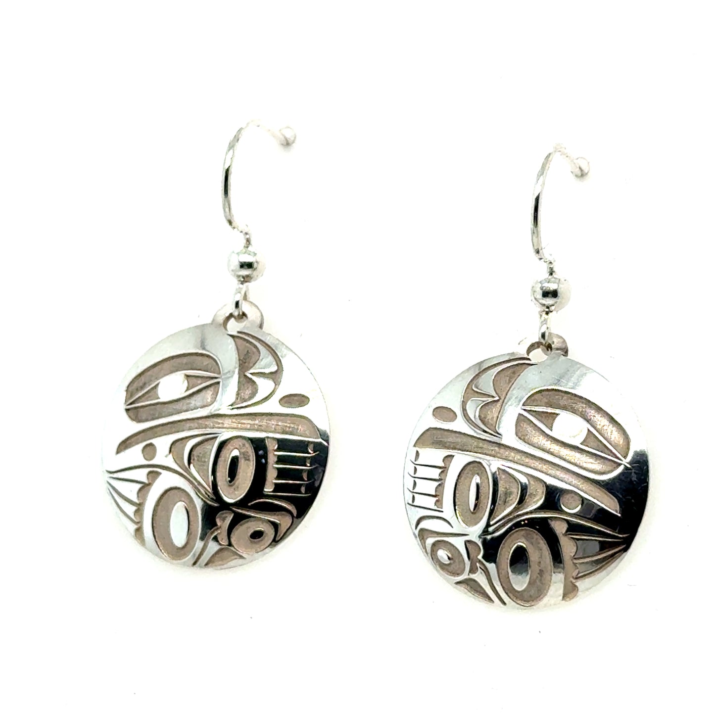 Earrings - Sterling Silver - Drop - Round - Raven - 20mm