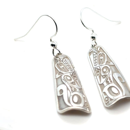 Earrings - Sterling Silver - Drop - Long Triangle - Wolf - 32mm