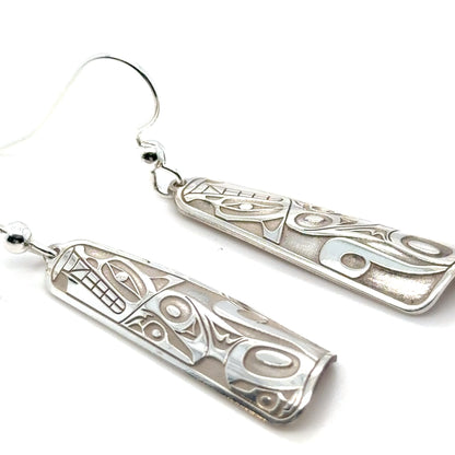 Earrings - Sterling Silver - Drop - Long Triangle - Wolf - 32mm