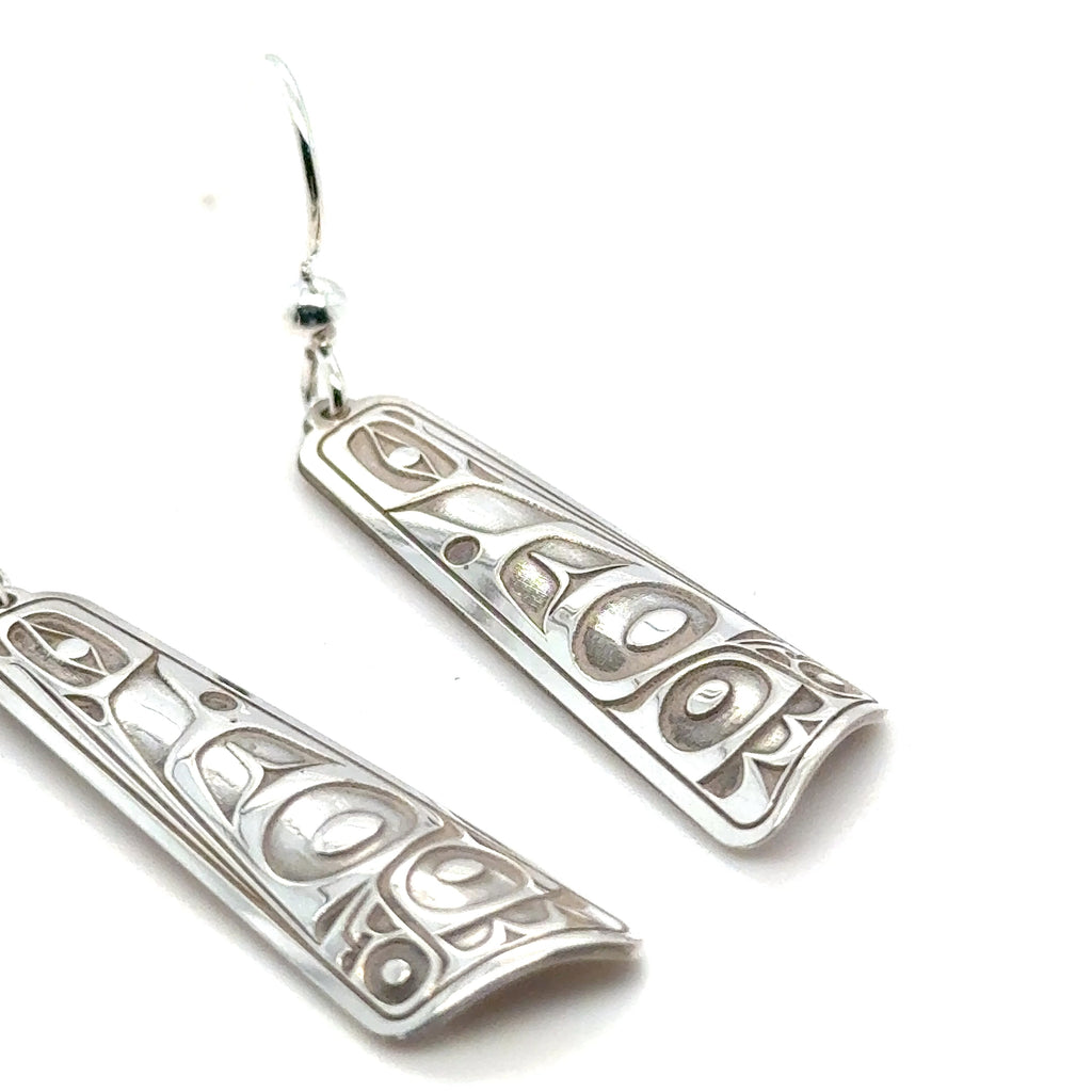 Earrings - Sterling Silver - Drop - Long Triangle - 32mm - Hummingbird