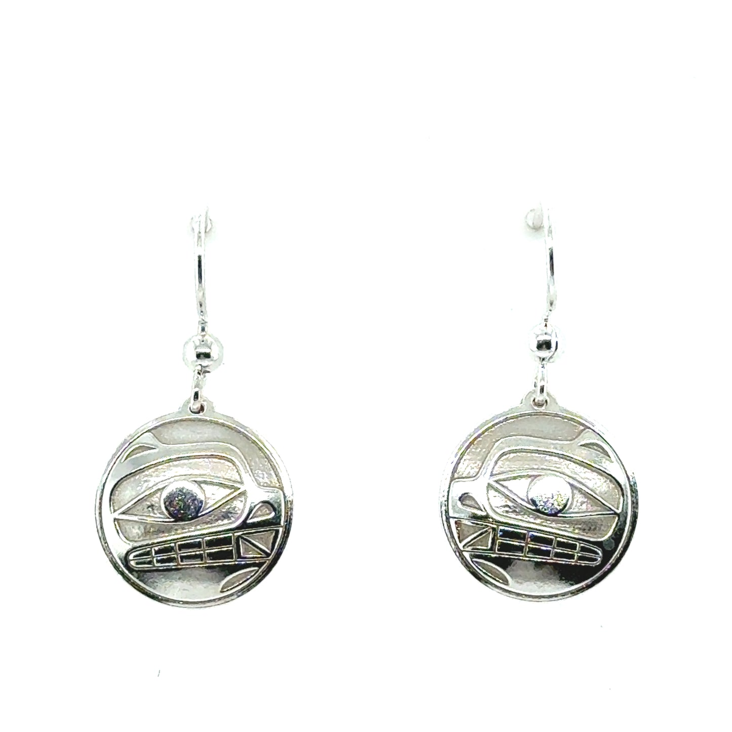 Earrings - Sterling Silver - Drop - Round - Bear - 15mm