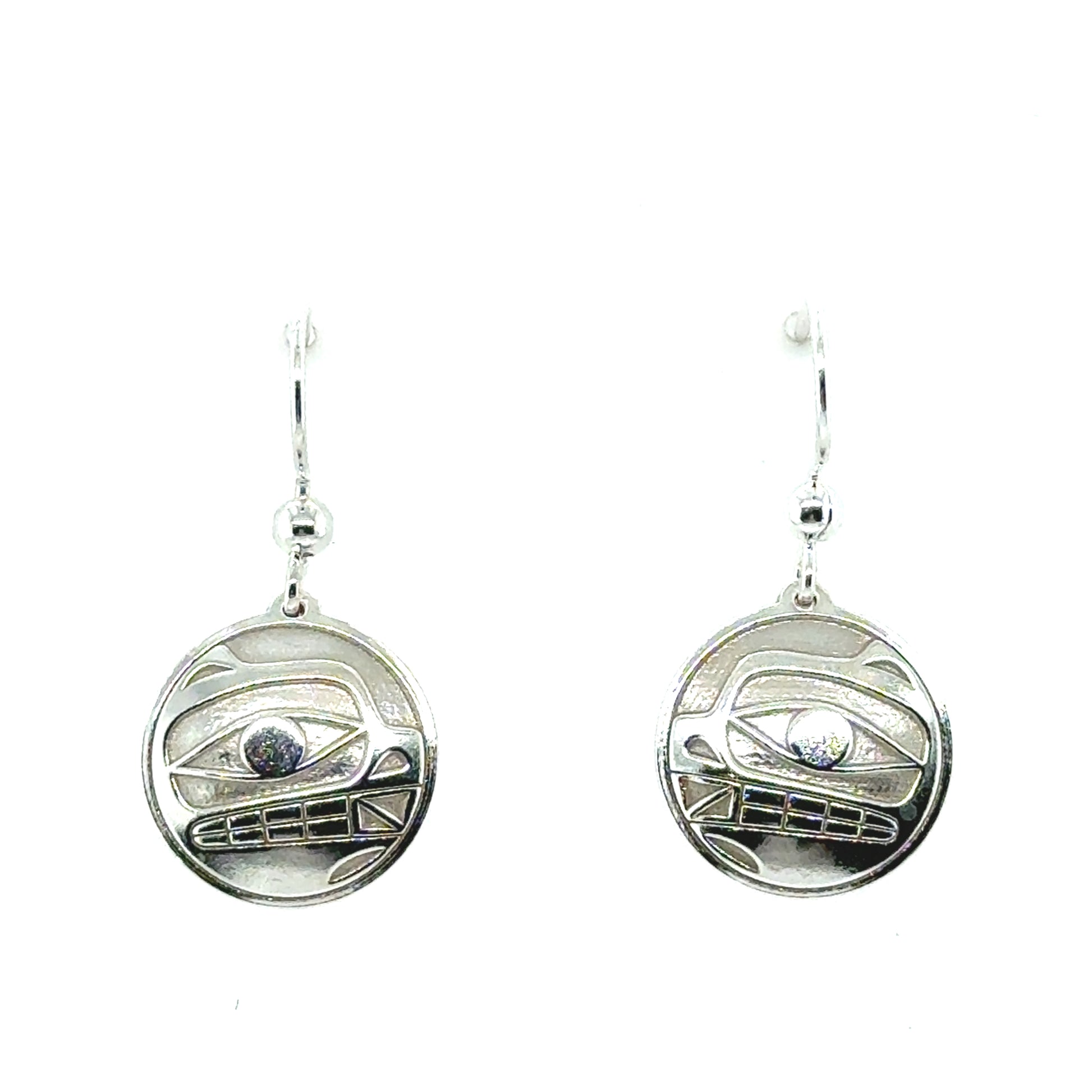 Earrings - Sterling Silver - Drop - Round - 15mm - Bear