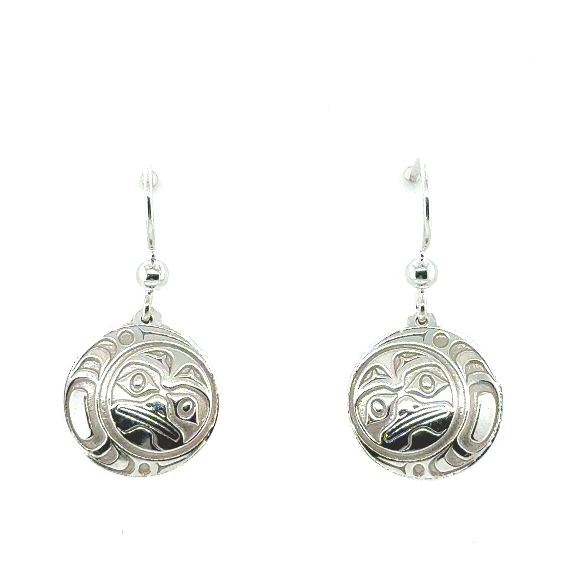 Earrings - Sterling Silver - Drop - Round - 15mm - Moon