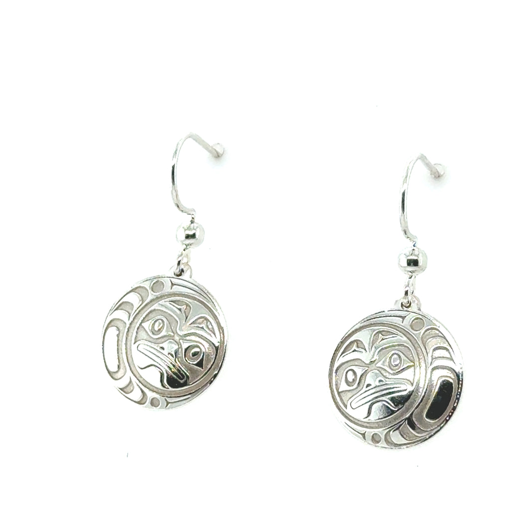 Earrings - Sterling Silver - Drop - Round - 15mm - Moon