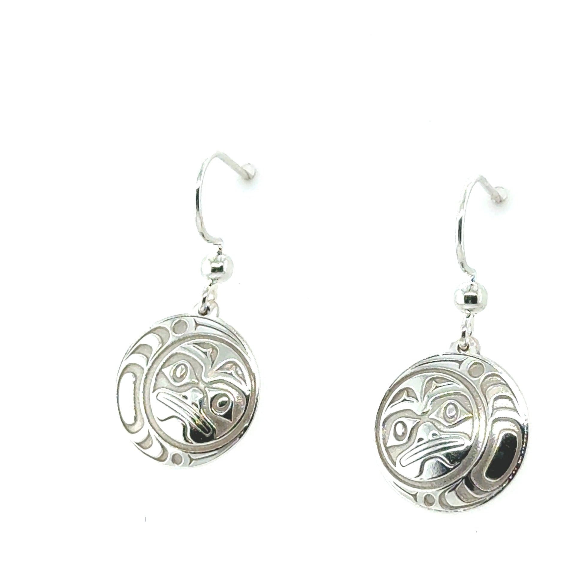 Earrings - Sterling Silver - Drop - Round - 15mm - Moon