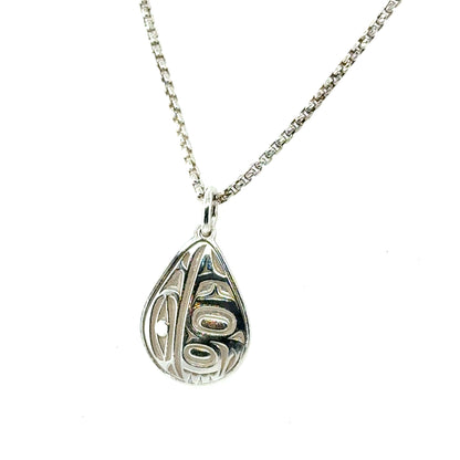 Pendant - Sterling Silver - Teardrop - Raven - Mini - 19mm