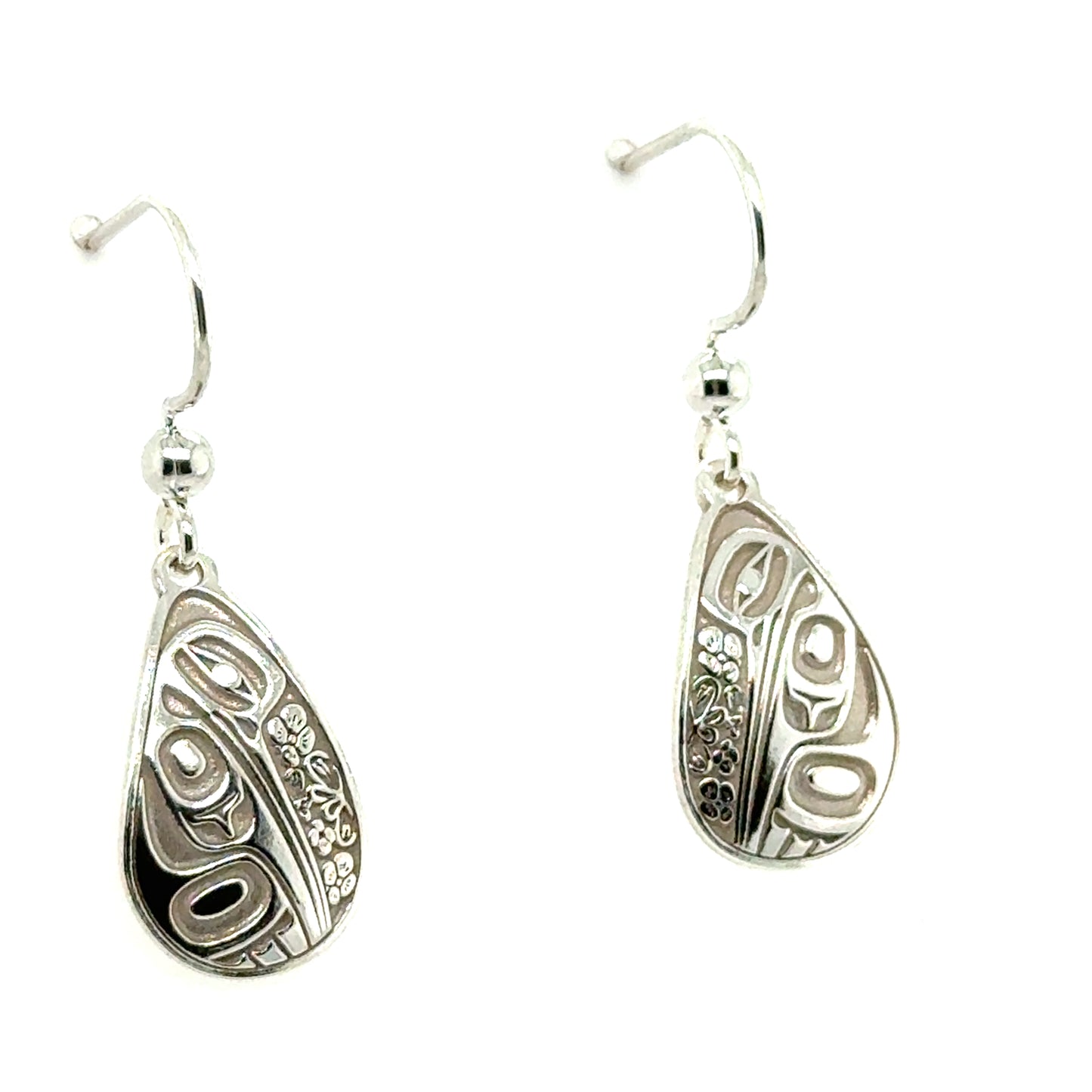 Earrings - Sterling Silver - Drop - Teardrop - Hummingbird Floral - 18mm