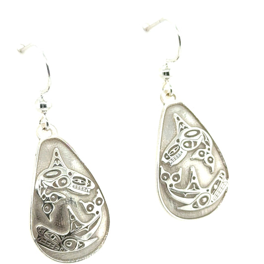 Earrings - Sterling Silver - Drop - Teardrop - Orcas - 25mm