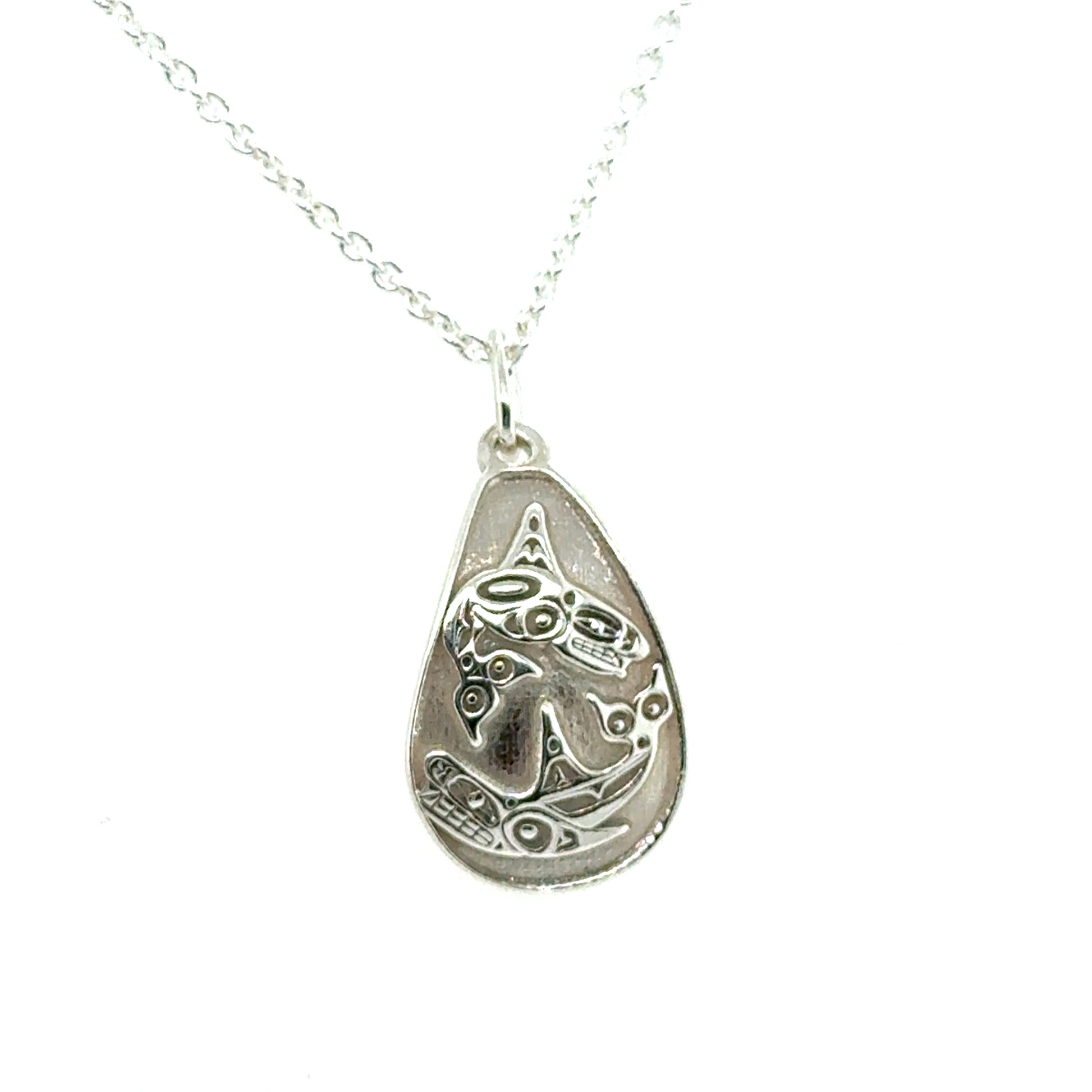Pendant - Sterling Silver - Teardrop - Orcas - Mini - 20mm
