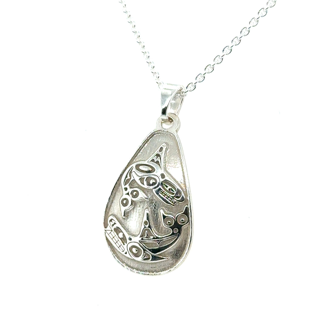 Pendant - Sterling Silver - Teardrop - Orcas - Small - 25mm