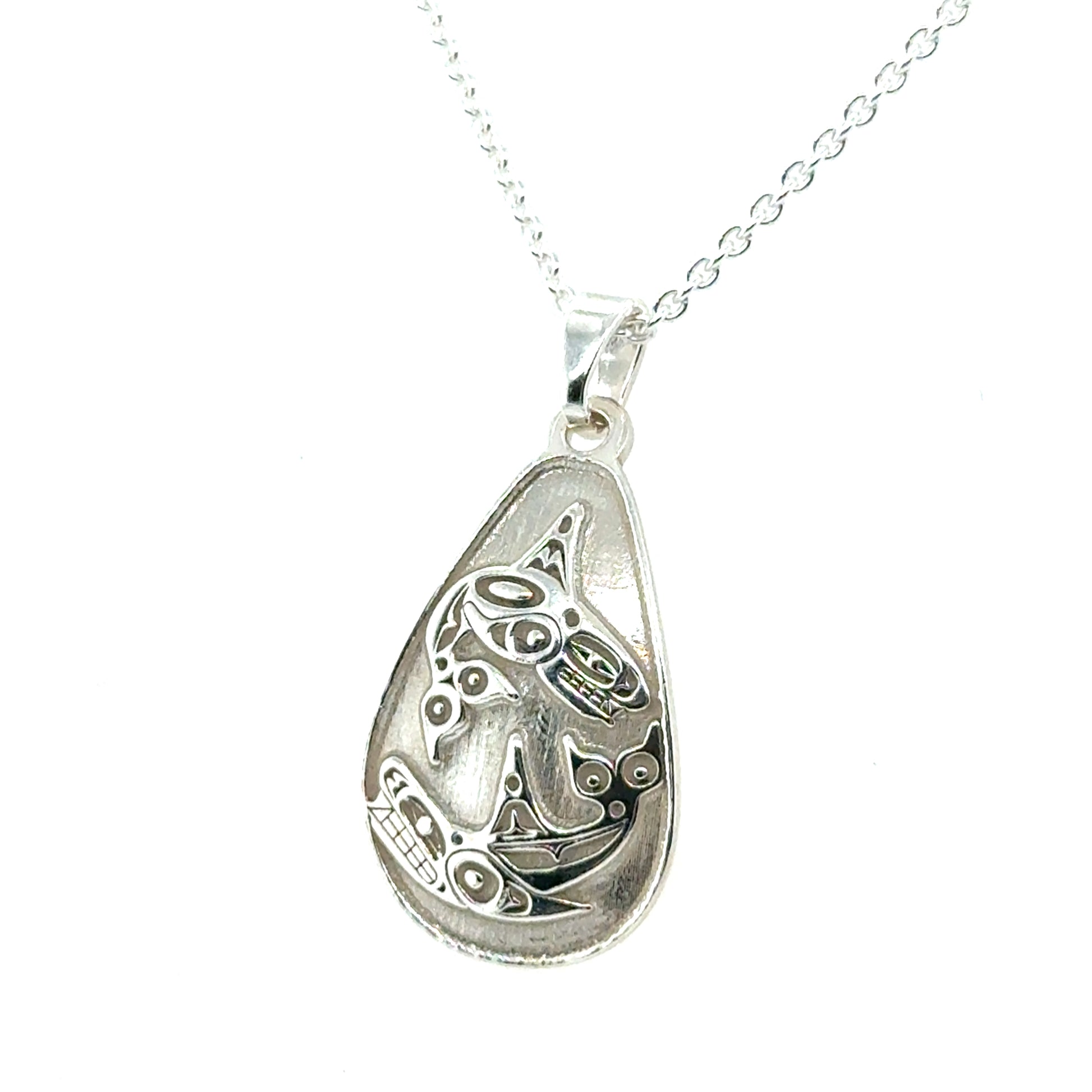 Pendant - Sterling Silver - Teardrop - Orcas - Small - 25mm