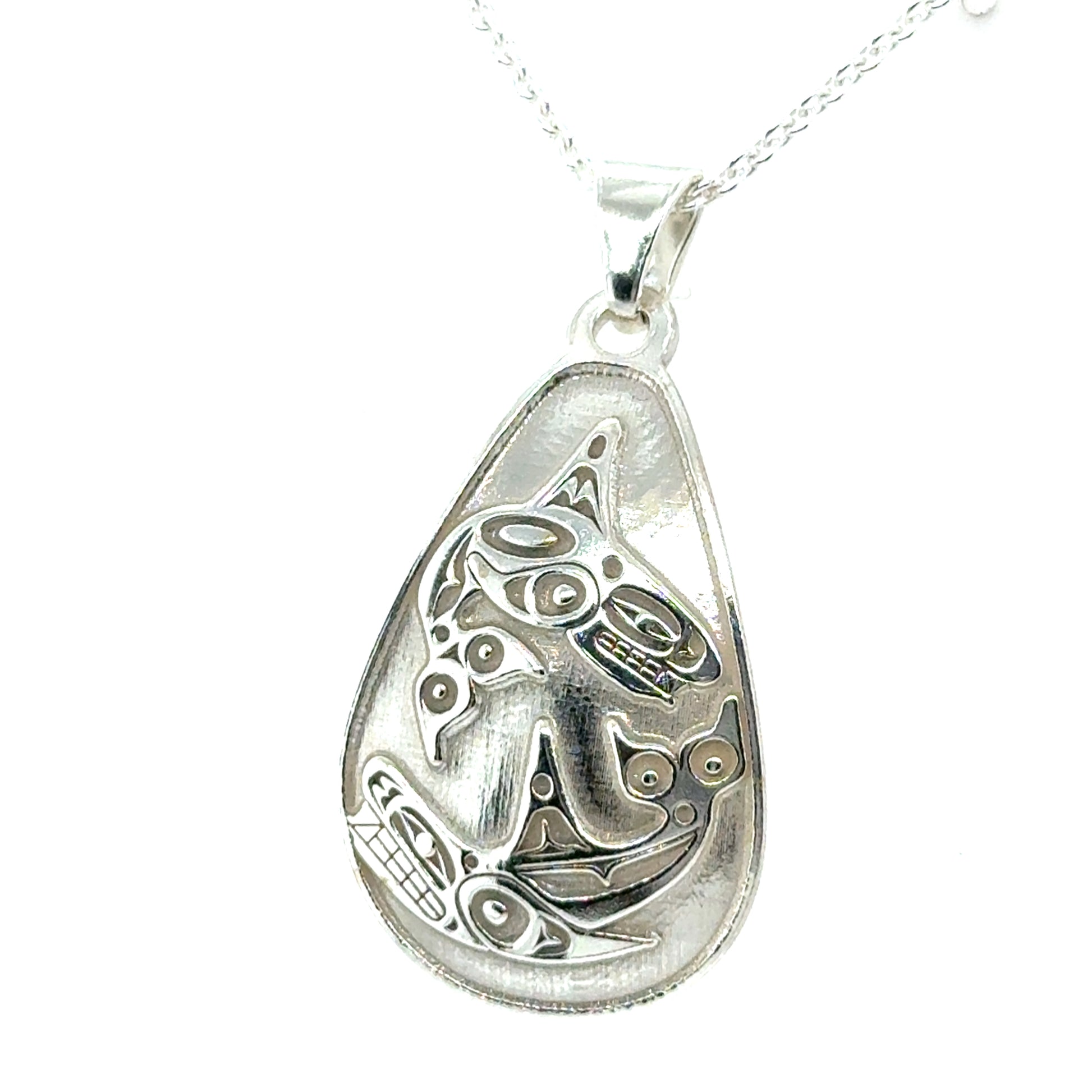 Pendant - Sterling Silver - Teardrop - Orcas - 30mm