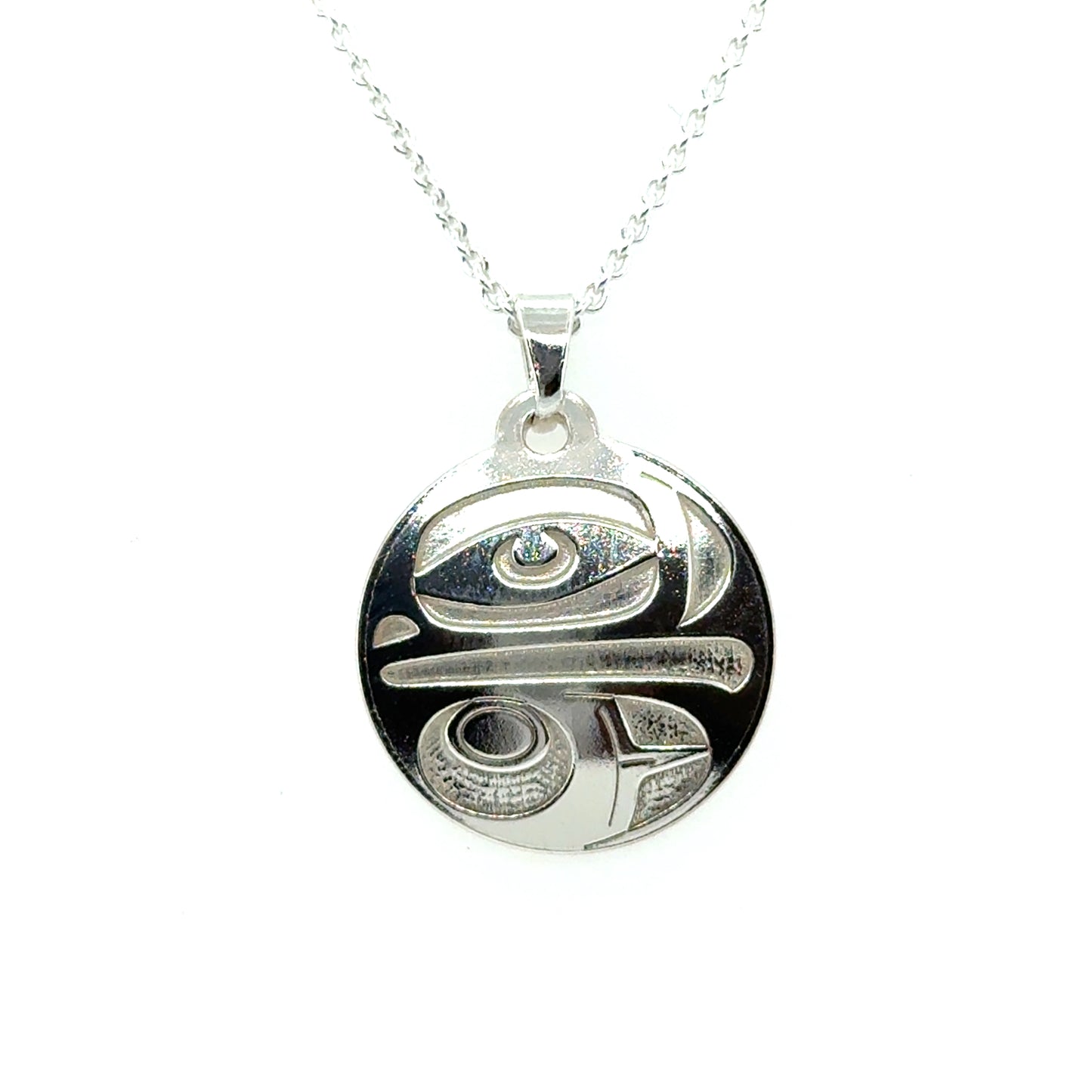 Pendant - Sterling Silver - Round - Eagle - Small - 20mm