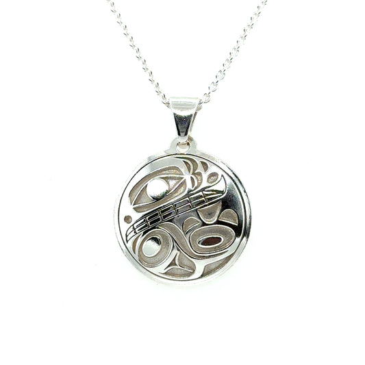 Pendant - Sterling Silver - Round - Orca 2 - Small - 20mm