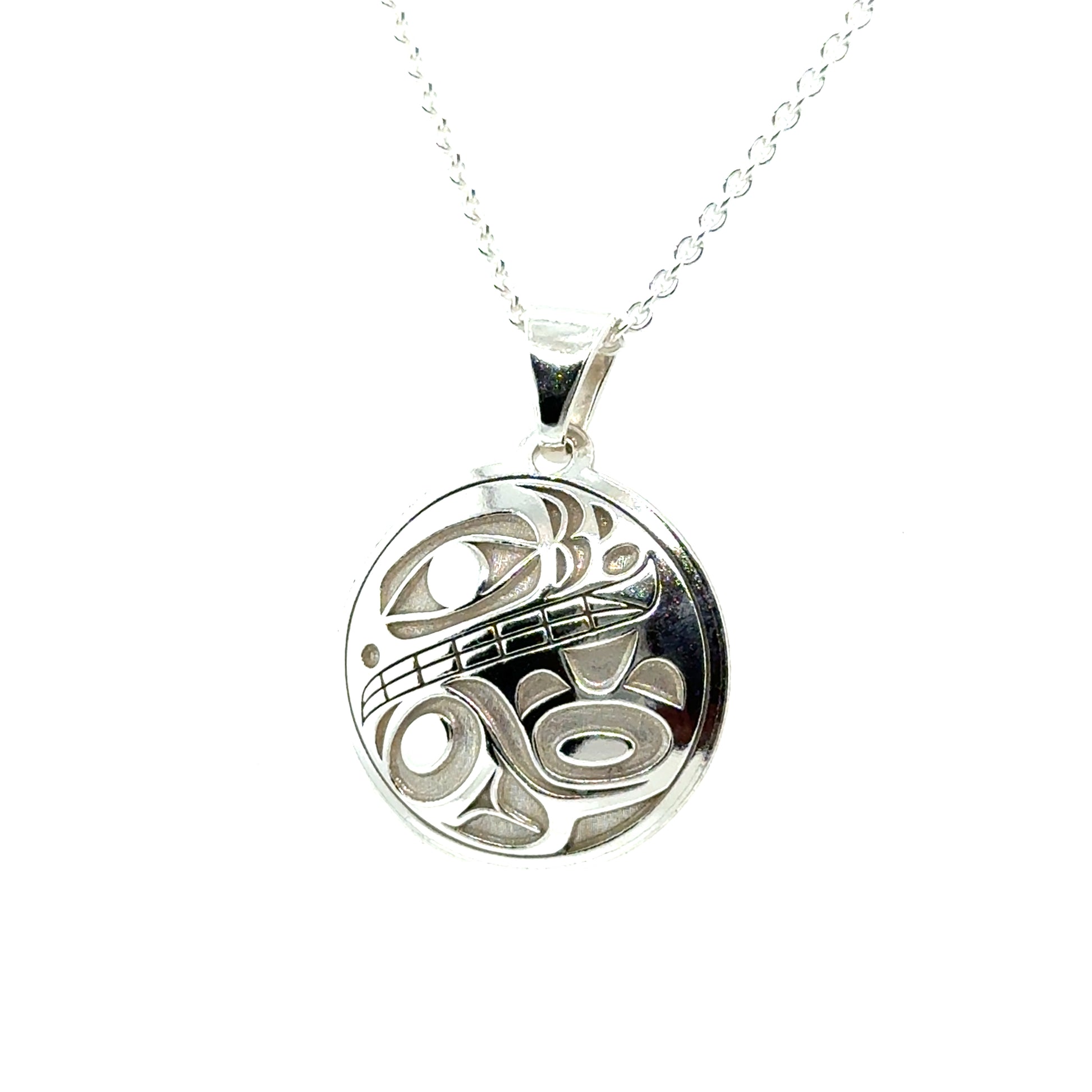 Pendant - Sterling Silver - Round - Orca 2 - Small - 20mm