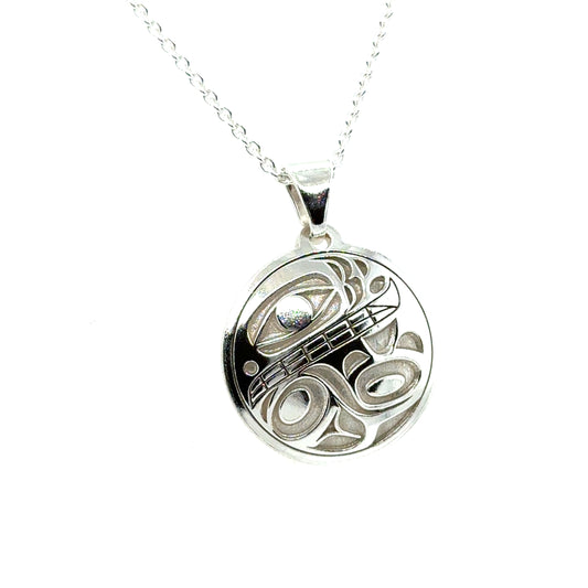 Pendant - Sterling Silver - Round - Orca 2 - Small - 20mm