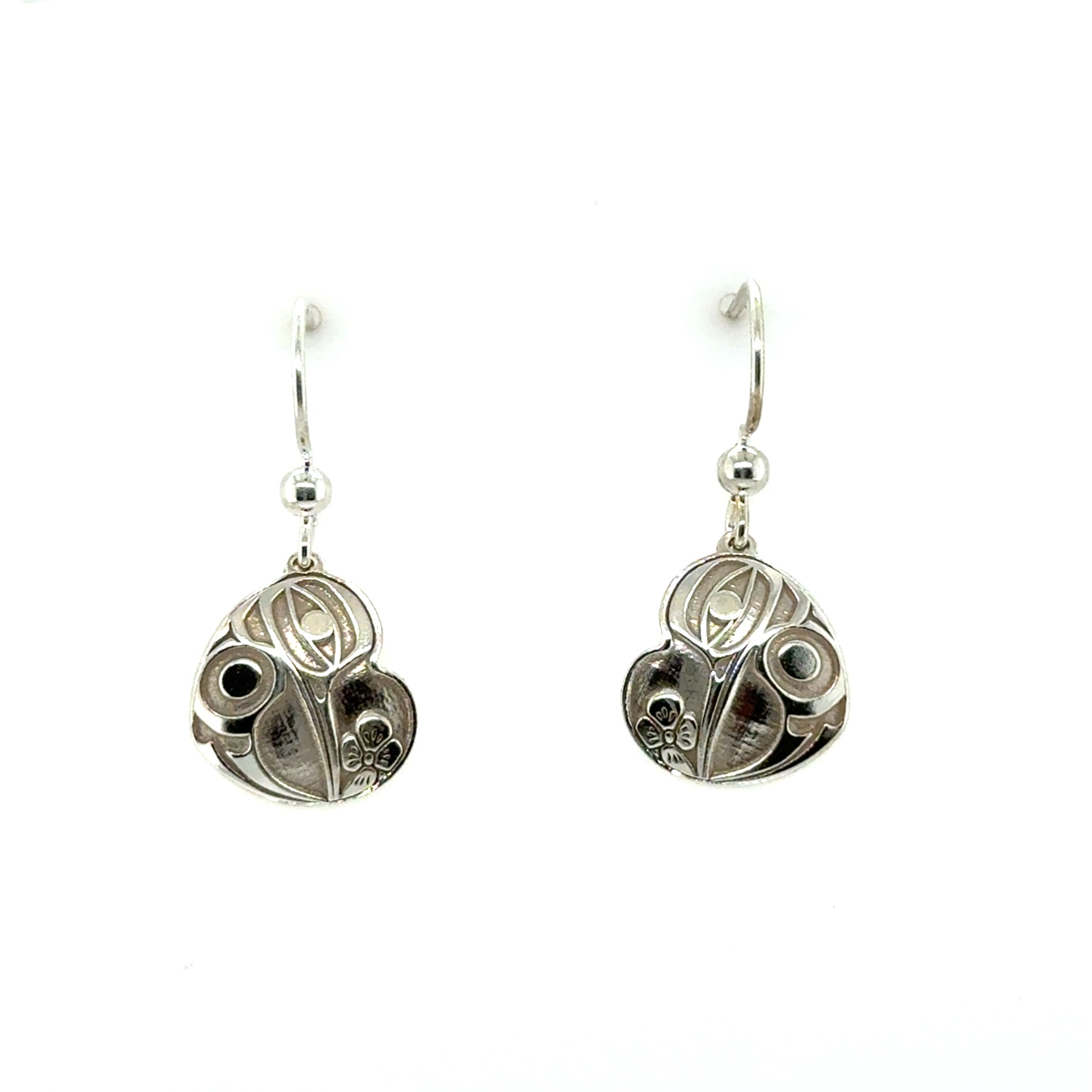 Earrings - Sterling Silver - Drop - Heart - Hummingbird - Mini