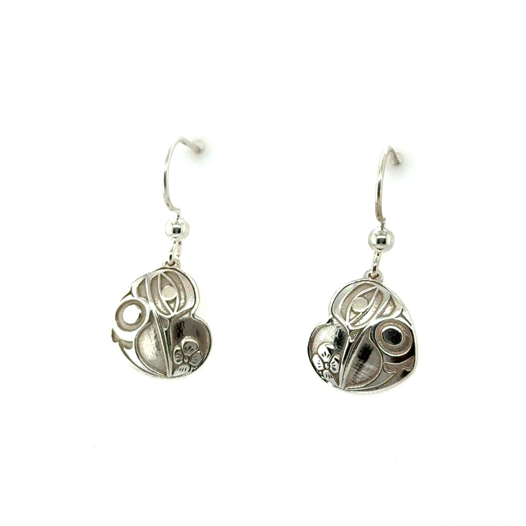 Earrings - Sterling Silver - Drop - Heart - Hummingbird