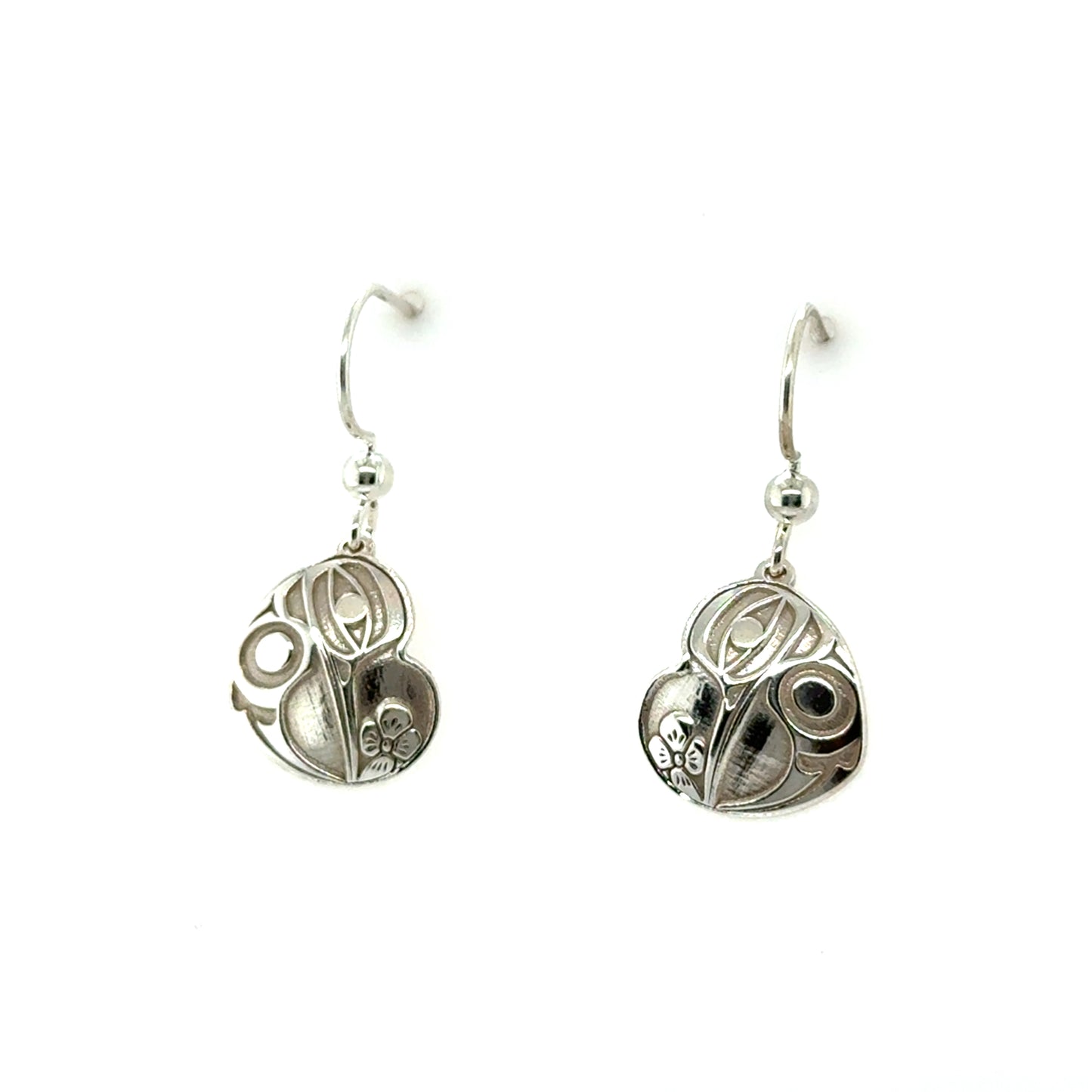 Earrings - Sterling Silver - Drop - Heart - Hummingbird - Mini - 15mm
