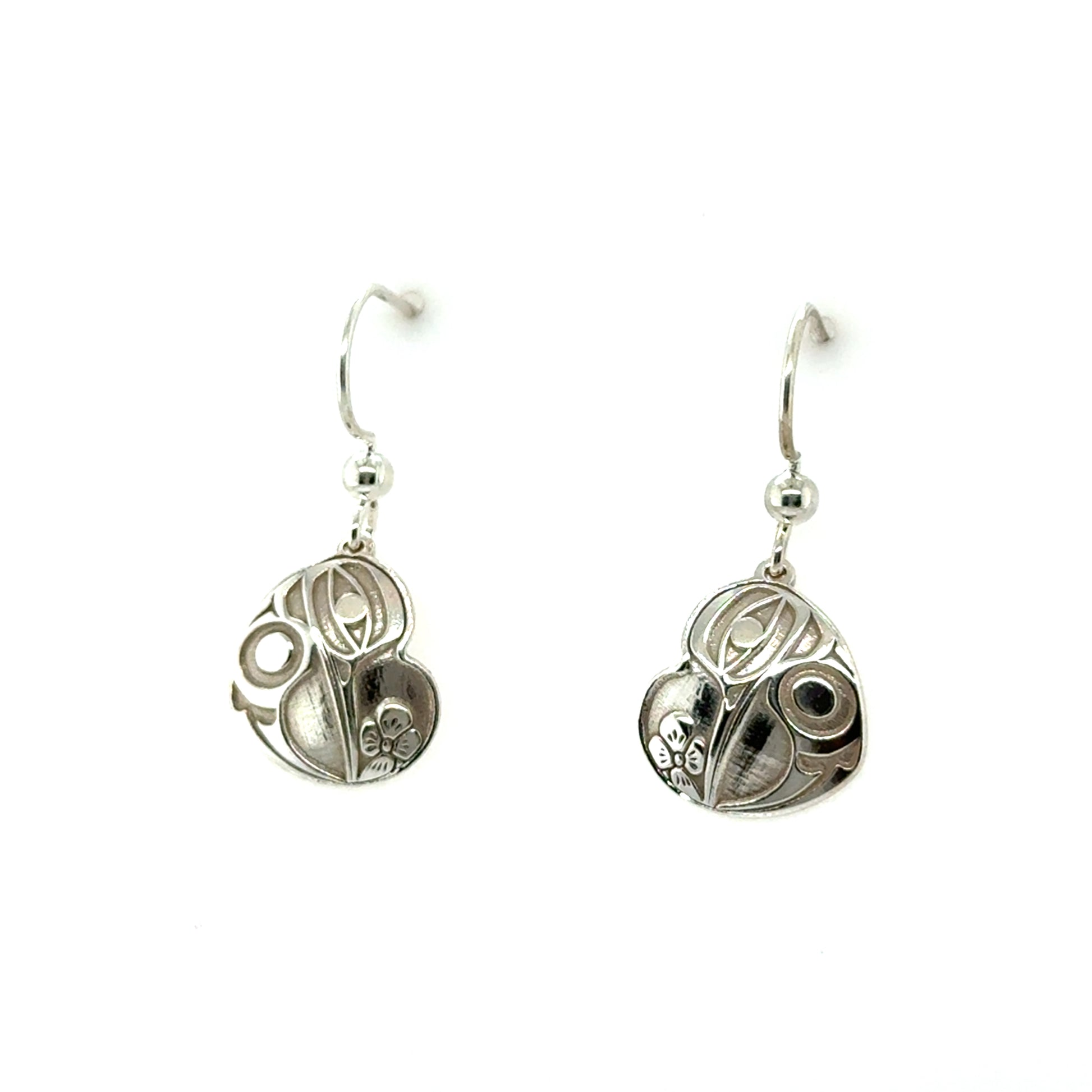 Earrings - Sterling Silver - Drop - Heart - Hummingbird - Mini