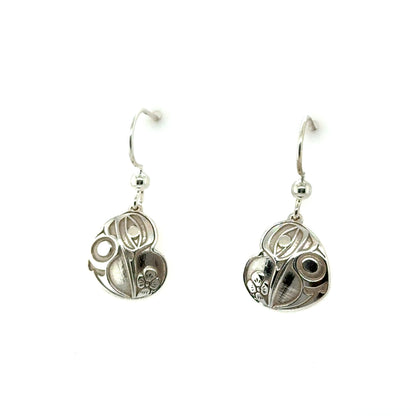 Earrings - Sterling Silver - Drop - Heart - Hummingbird - Mini - 15mm