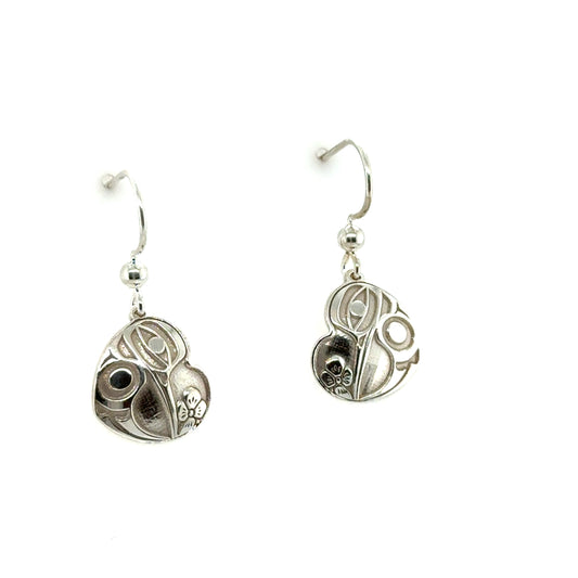 Earrings - Sterling Silver - Drop - Heart - Hummingbird - Mini - 15mm