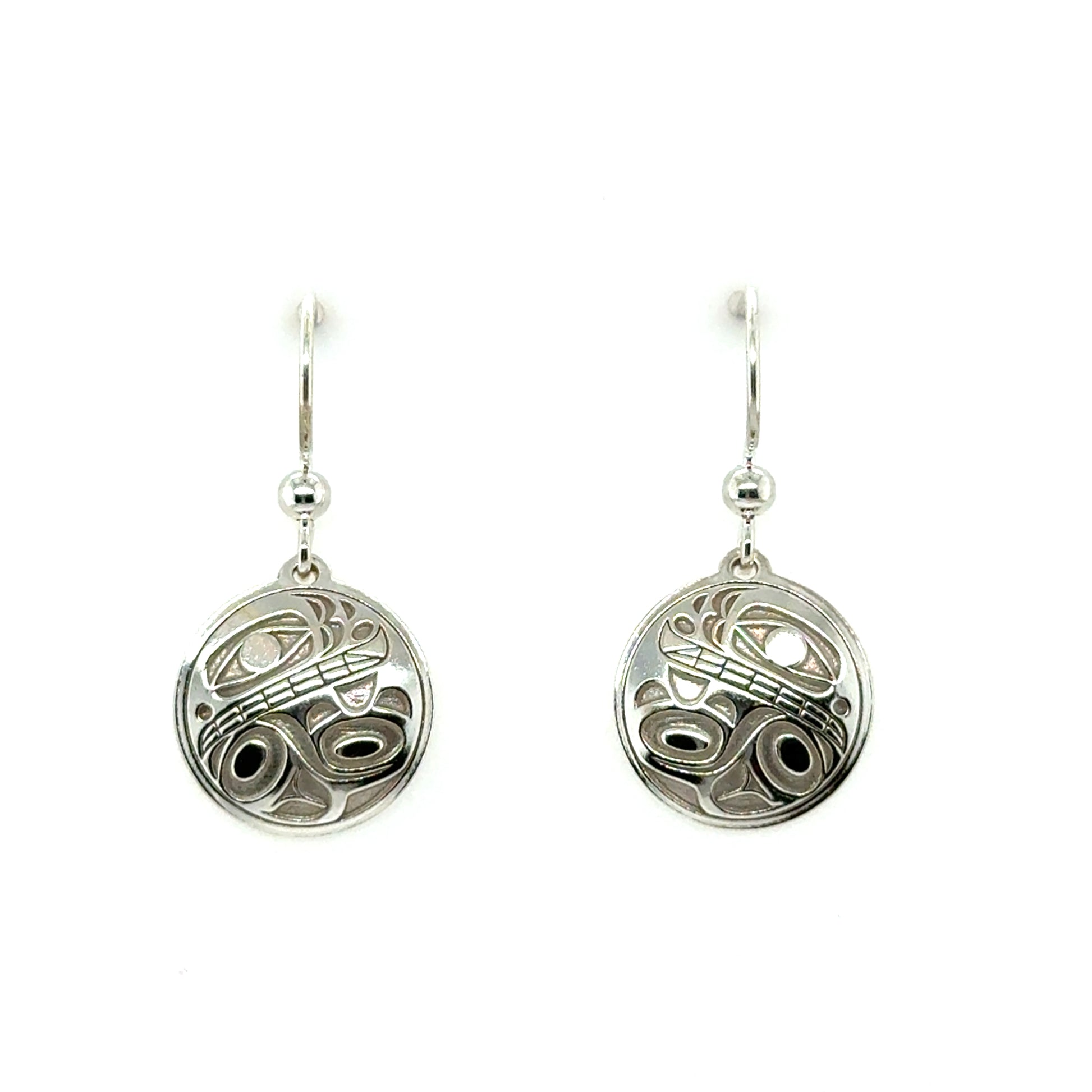 Earrings - Sterling Silver - Drop - Round - 15mm - Orca 2