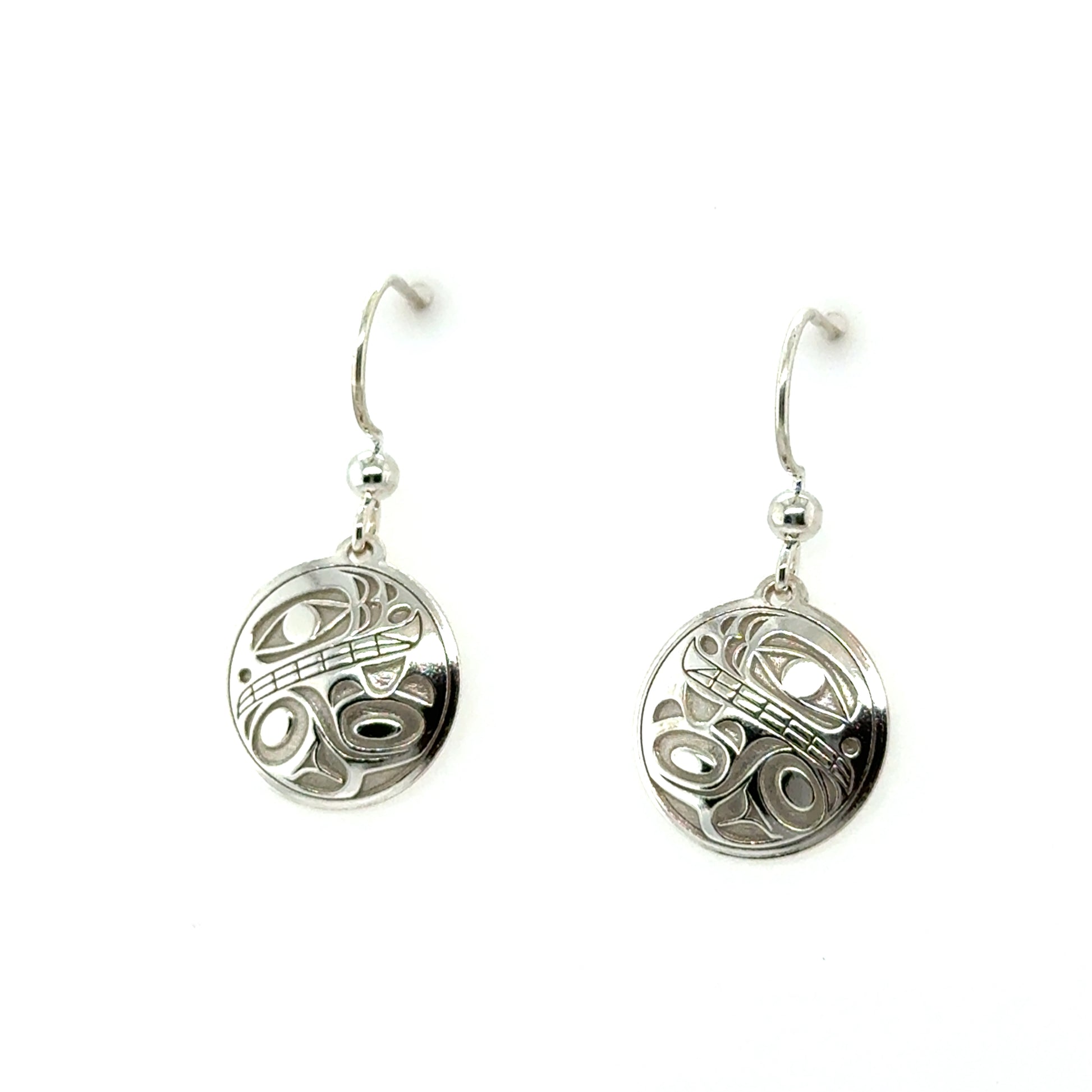 Earrings - Sterling Silver - Drop - Round - 15mm - Orca 2