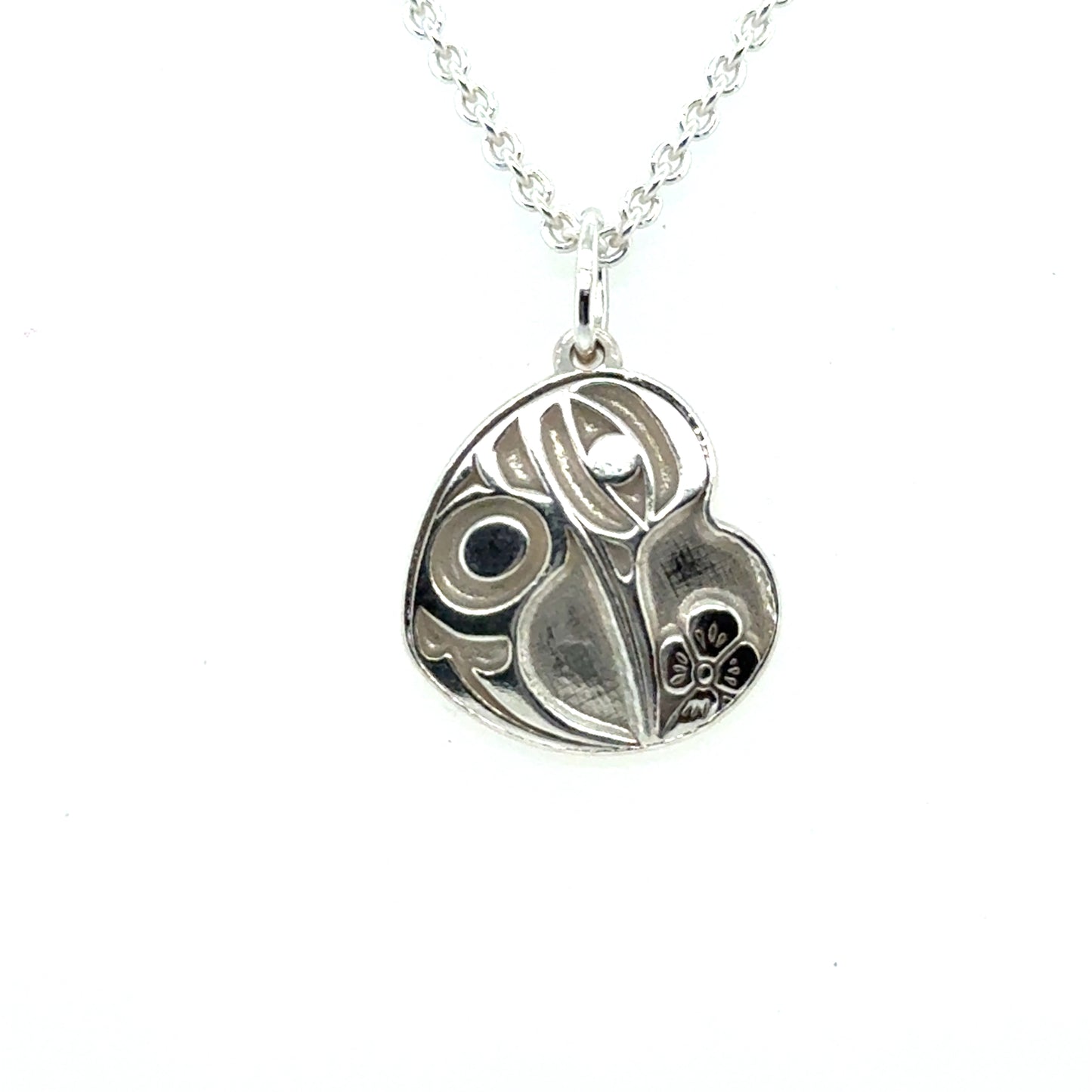 Pendant - Sterling Silver - Heart - Hummingbird - Mini - 15mm