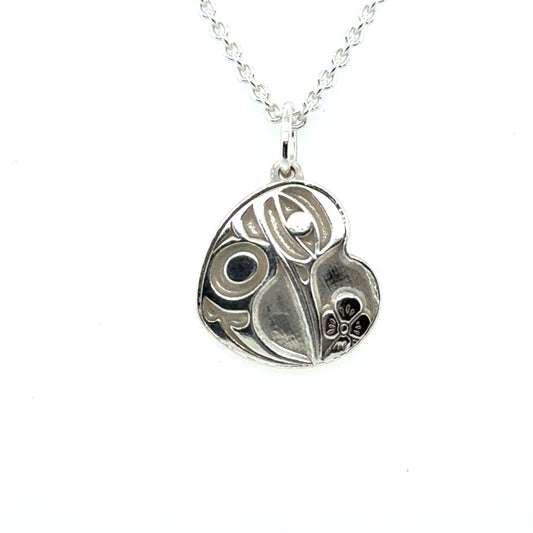 Pendant - Sterling Silver - Heart - Hummingbird - Mini - 15mm