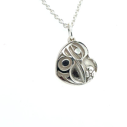 Pendant - Sterling Silver - Heart - Hummingbird - Mini - 15mm