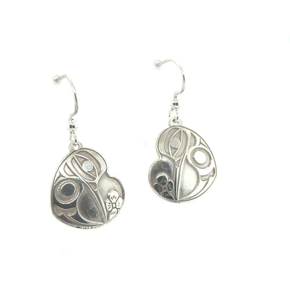 Earrings - Sterling Silver - Drop - Heart - Hummingbird - 20mm