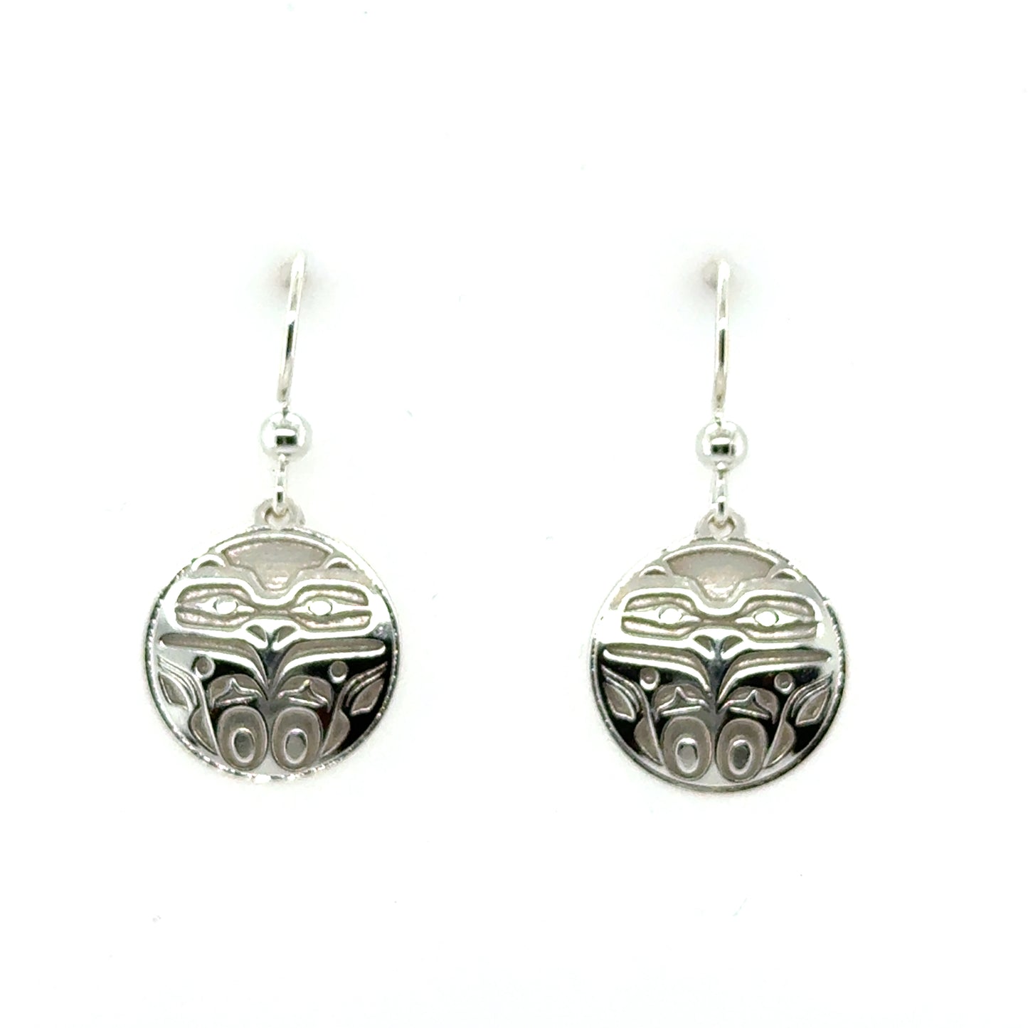 Earrings - Sterling Silver - Drop - Round - Eagle Front - 15mm